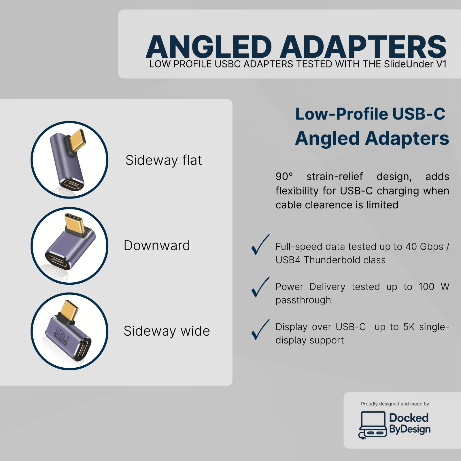 Low-Profile Angled 40gbps  USB-C Adapters