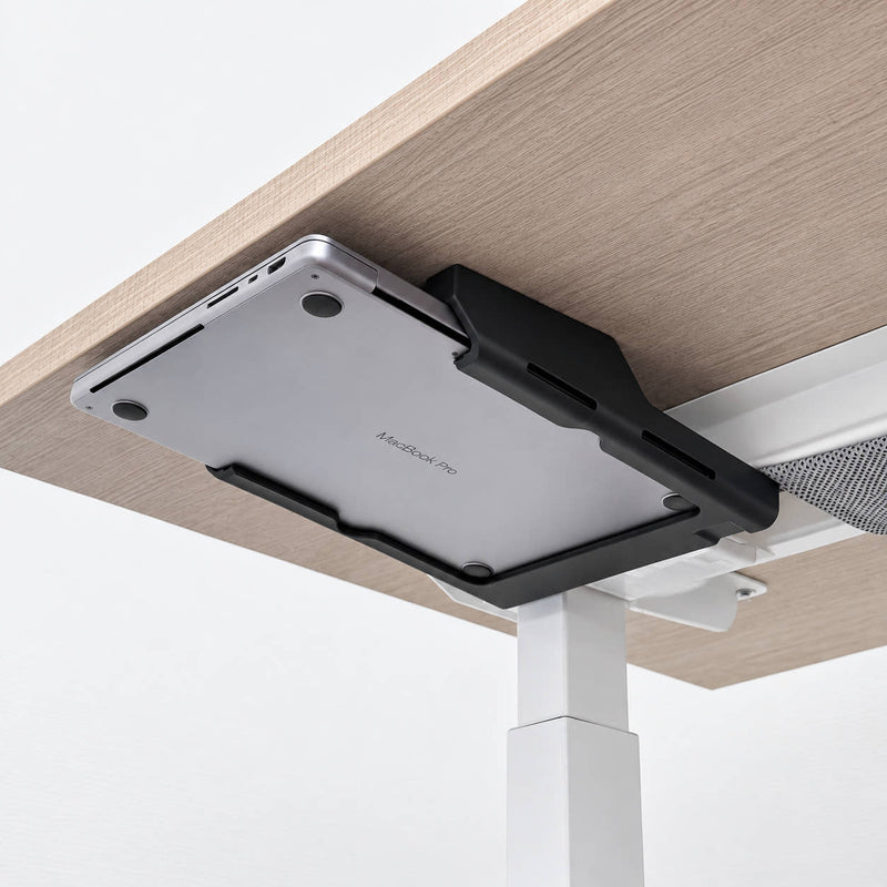 SlideUnder Crossbar mounted under a desk beside the crossbar - DockedByDesign